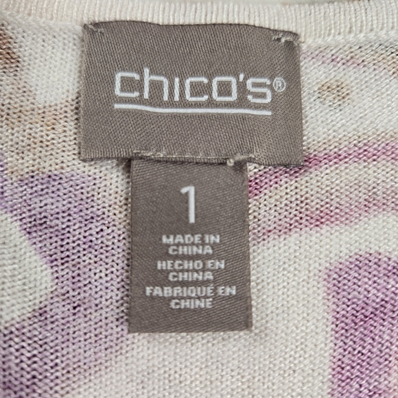 Chico's Watercolor Floral V-Neck Knit Sweater Touch of Cashmere - Picture 5 of 11